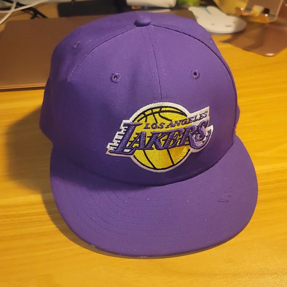 NEW ERA NBA Los Angeles LA Lakers basketball purple yellow 7 7/8 hat cap 59fifty - Picture 1 of 8